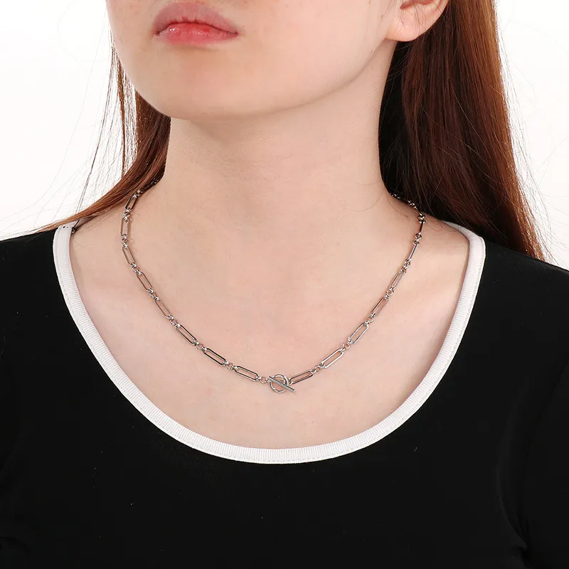 Minimalist Bracelet Personalized Heart Ot Clasp Curved Square Chain Women's Necklace Jewelry