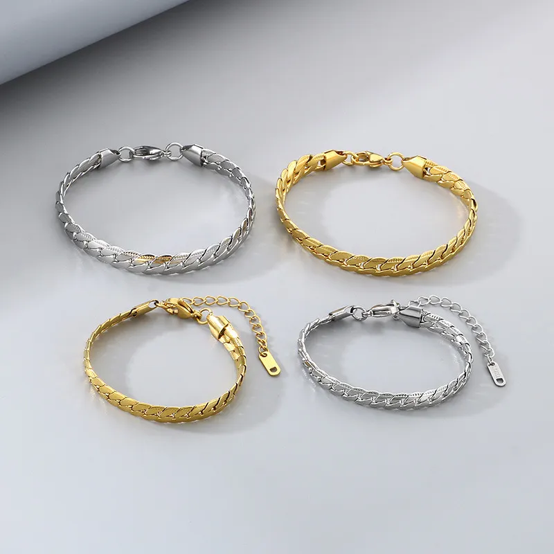 Men's Korean Style Minimalist Engraved Chain Necklace Without Pendant, Trendy, Stainless Steel, Couple's Matching Chain