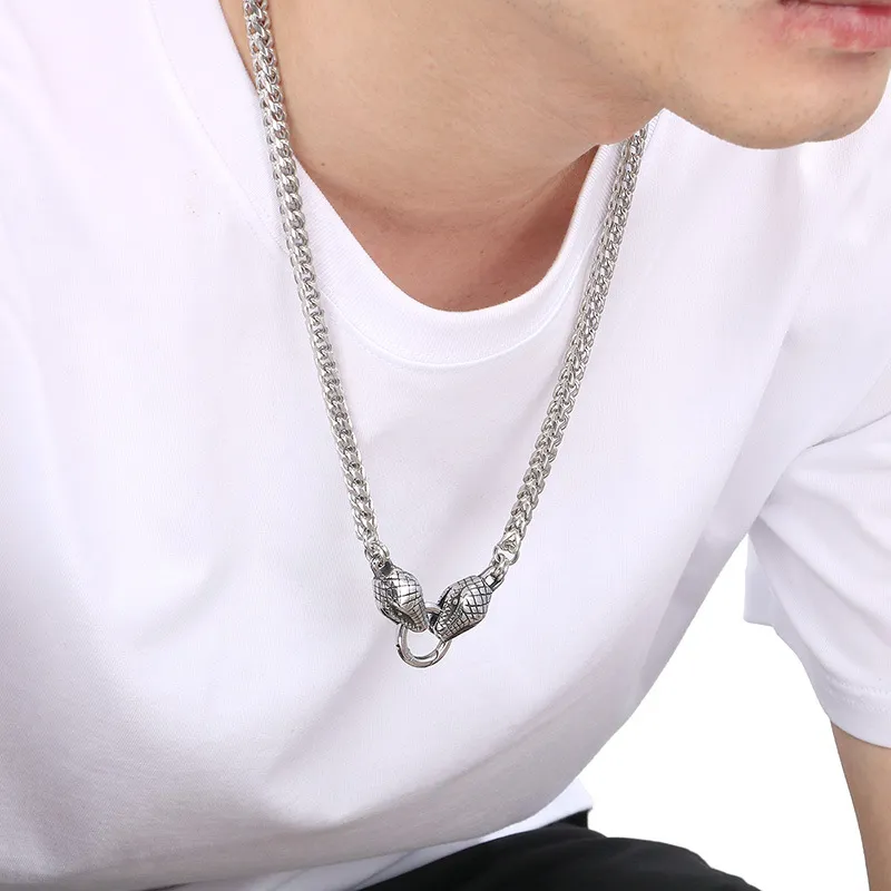 Stainless Steel Cast Dragon Head Snake Head Skull Lion Head Necklace Punk Style Jewelry