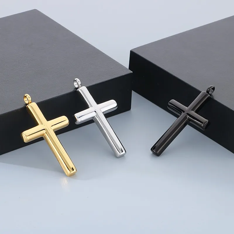 Trendy Retro Personalized Stainless Steel Cross Multi-Color DIY Pendant That Can Be Paired with a Chain