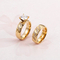 Korean Japanese Stainless Steel Couple's Matching Ring 18K Gold Textured Diamond-Embedded Rings