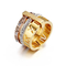 Creative Trendy Unisex Stainless Steel Epoxy Resin Combined Diamond-Embedded Roman Numeral Ring