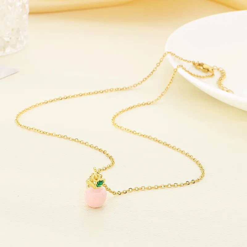 Trendy Dopamine Fruit Necklace Oil-Dripping Mangosteen Star Pendant Stainless Steel Jewelry Wholesale