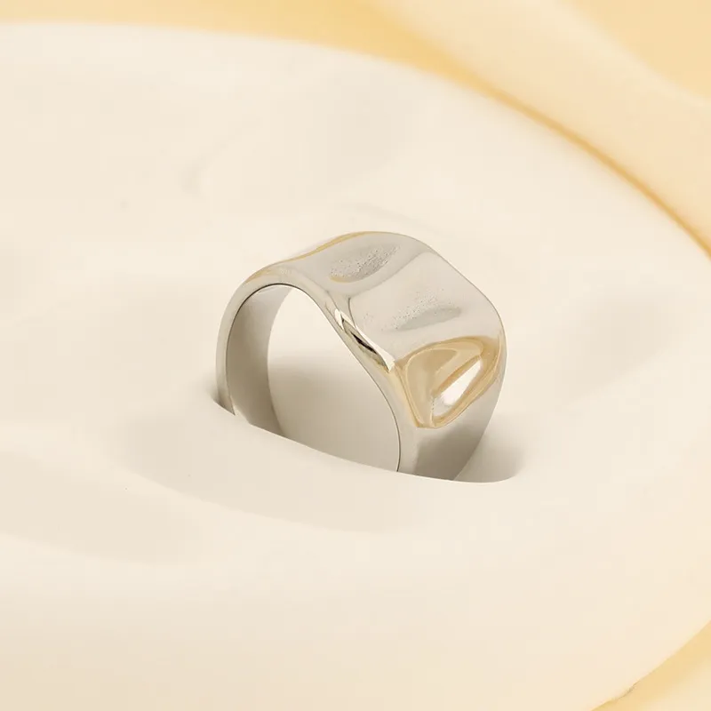 Trendy Metal Geometric Lava Ring Stylish Personalized Textured Stainless Steel Ring Wholesale
