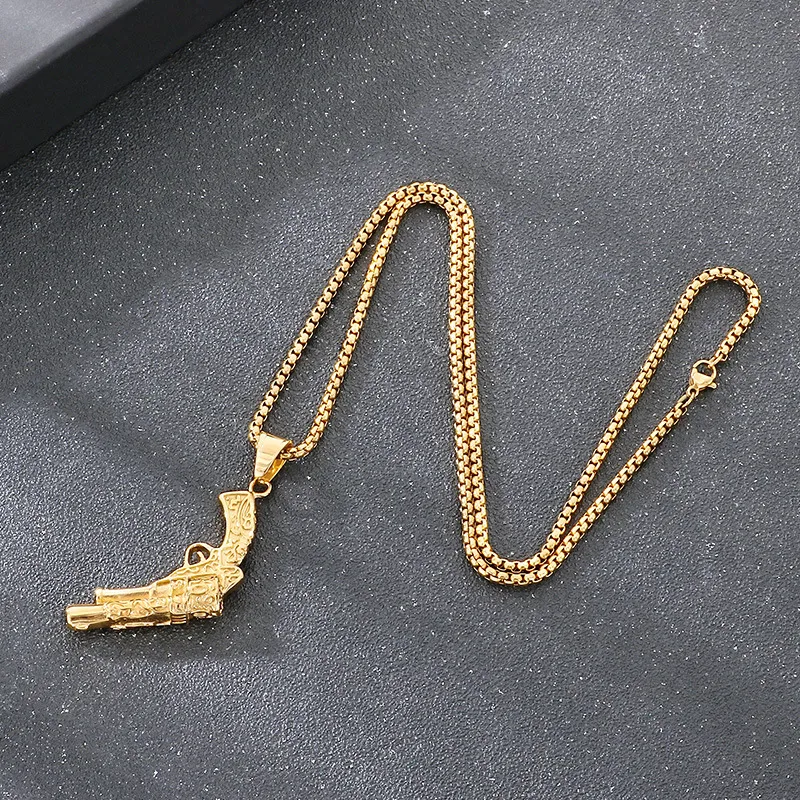 Punk Creative Retro American Style Revolver Stainless Steel Men's Pendant