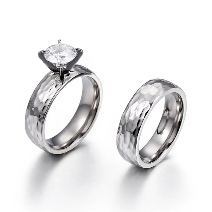 Elegant Personalized Minimalist Couple Rings in Stainless Steel