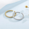 Elegant Openning Beaded Stainless Steel Ring with Water Ripple Design