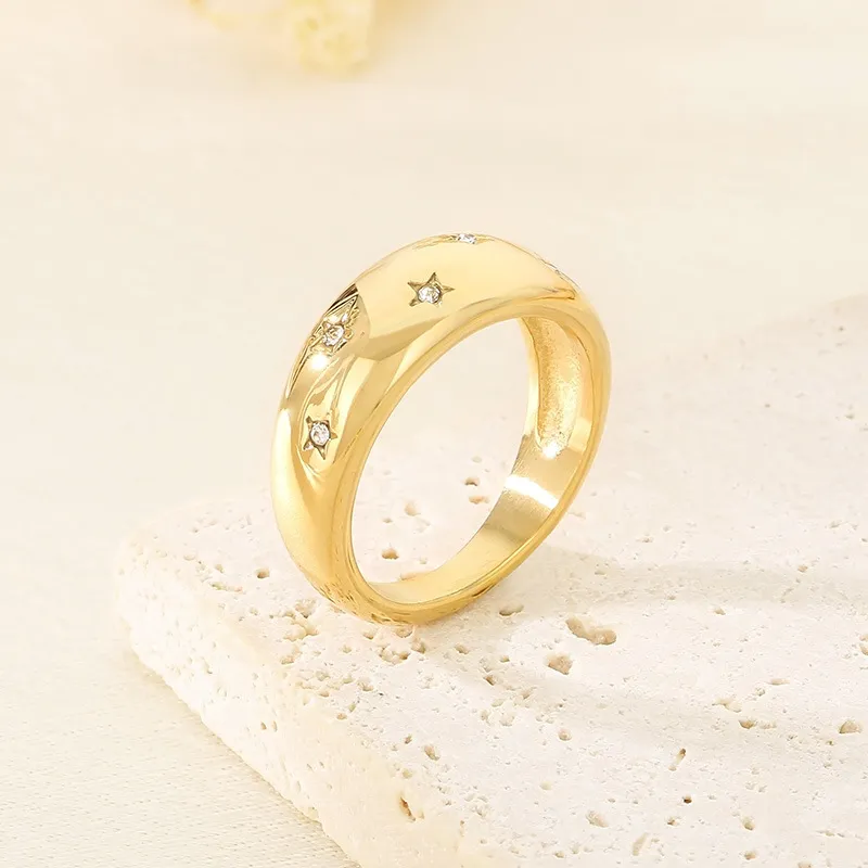 Ins Cold Wind Stainless Steel Diamond Set Ring Suitable for Daily Wear