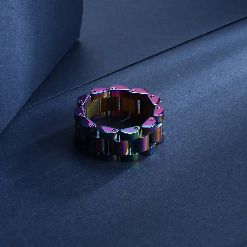 Stainless Steel Watch Chain Shaped Ring, Unisex Fashion Jewelry
