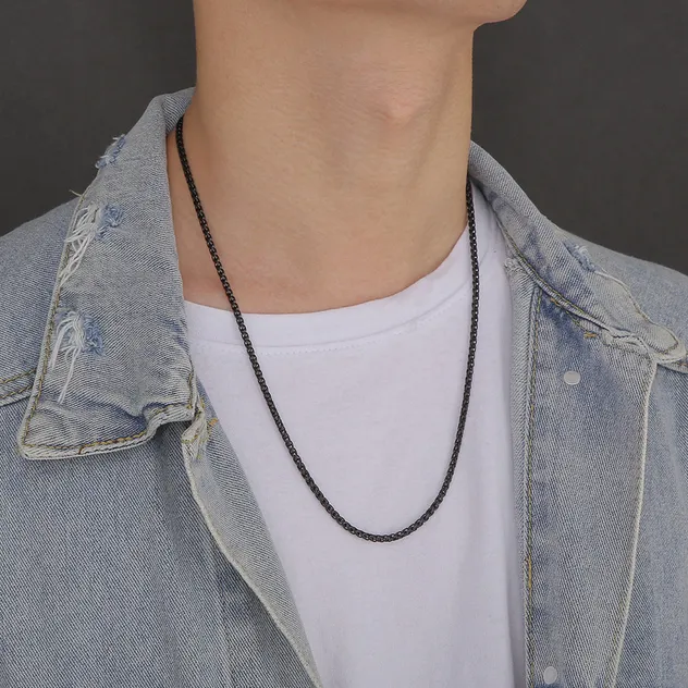 Factory Direct Wholesale 3mm Japanese and Korean Style Clavicle Chain with Matching Chain, Fashionable and Minimalist Titanium Steel Flower Basket Chain Unisex