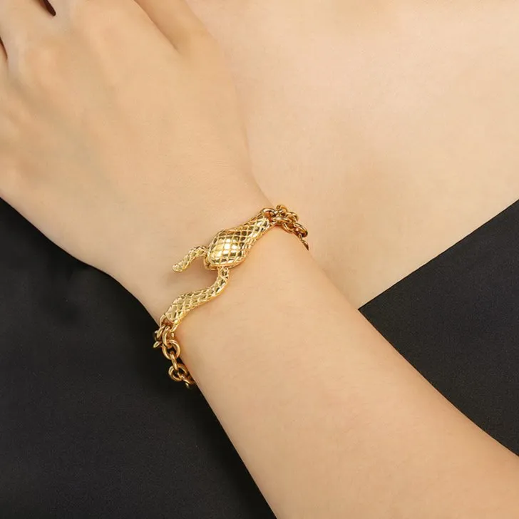 Domineering Animal Head Bracelet Creative Design Hip-Hop Emperor Chain Snake Head Stainless Steel Bracelet