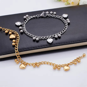 Stainless Steel Heart Element Handmade Chain Bracelet Suitable for Women's Daily Wear