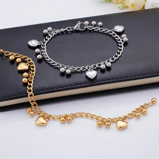 Stainless Steel Heart Element Handmade Chain Bracelet Suitable for Women's Daily Wear