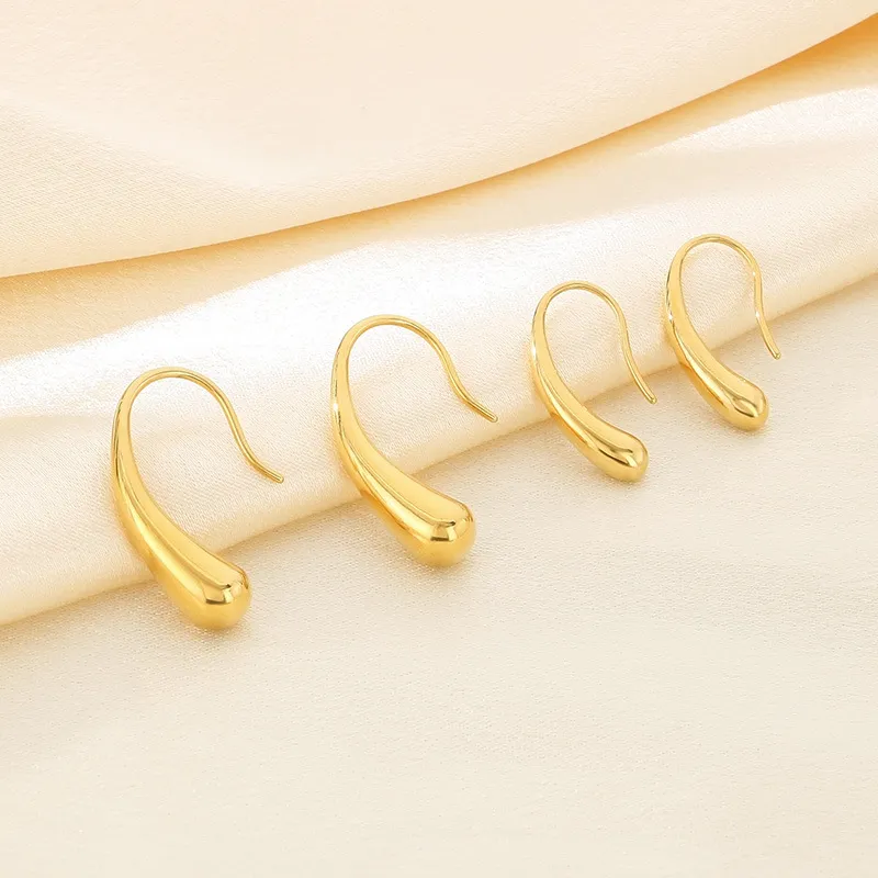 Minimalist Stainless Steel Water Drop Ear Hooks Fashion Versatile Small Earrings Wholesale