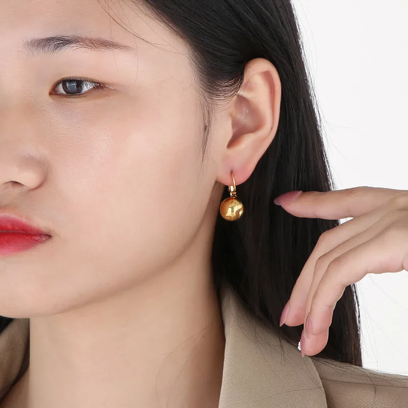 Wholesale European American Minimalist Earrings Stainless Steel Ball Ear Buckles Fashion Jewelry