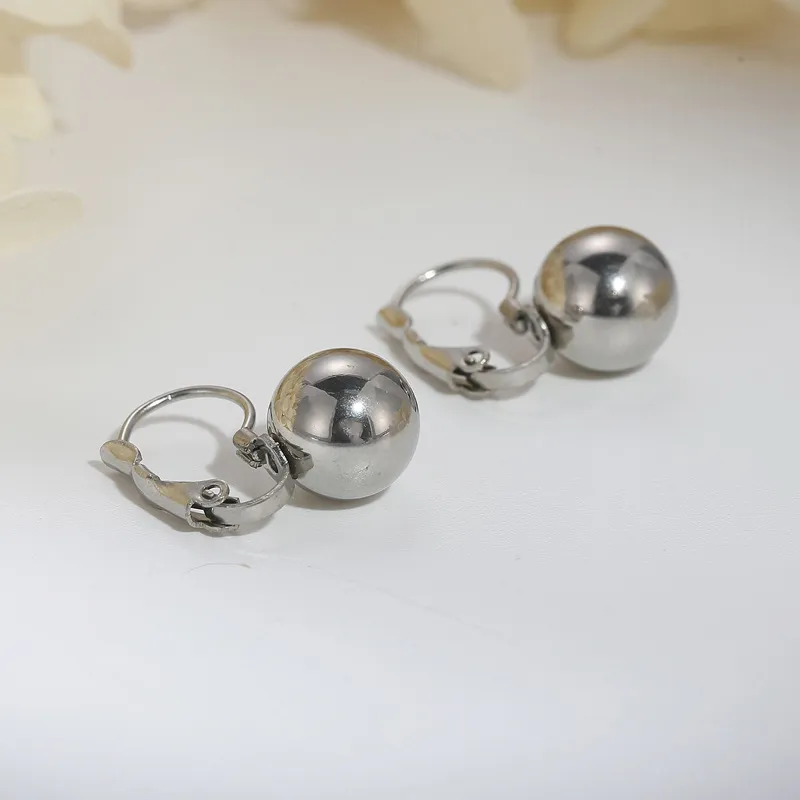 Wholesale European American Minimalist Earrings Stainless Steel Ball Ear Buckles Fashion Jewelry