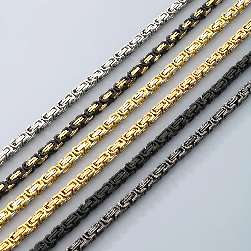 Celebrity-Style Byzantine Bracelet, Personalized Hip-Hop Stainless Steel Domineering Imperial Bracelet for Men, Multiple Specifications