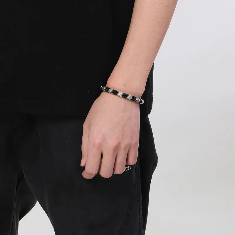 European and American Style Stainless Steel Men's Leather Bracelet Fashion Jewelry
