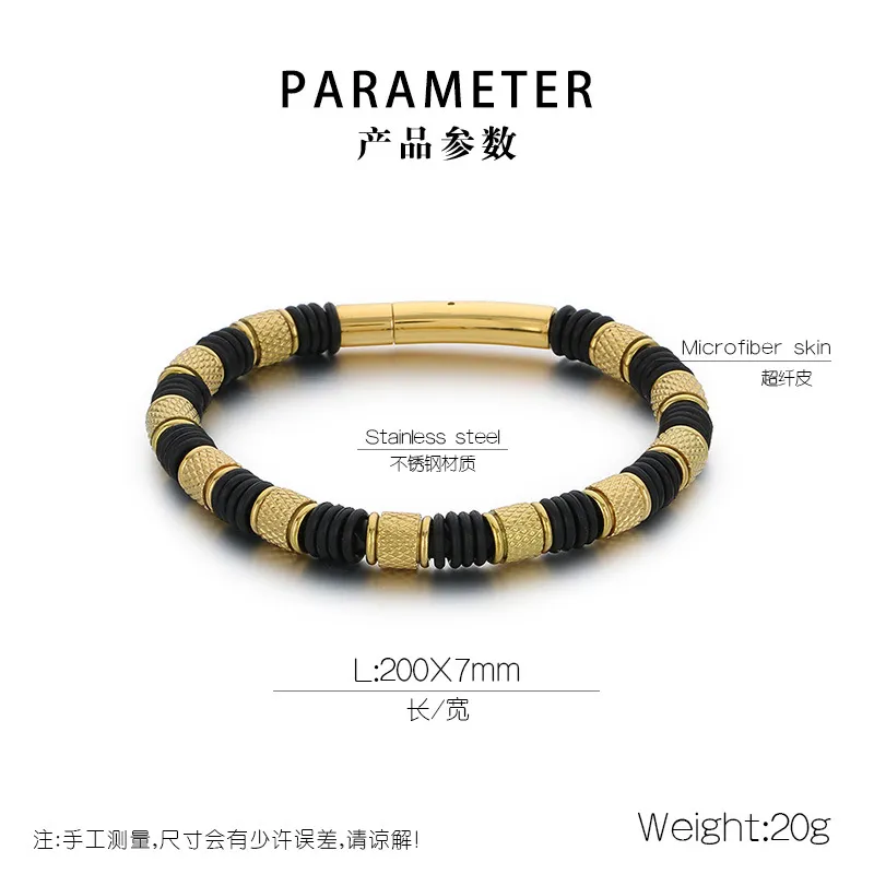 European and American Style Stainless Steel Men's Leather Bracelet Fashion Jewelry