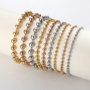 New Arrival Stainless Steel Minimalist Beaded Chain Hollow Ball Handmade Chain Bracelet