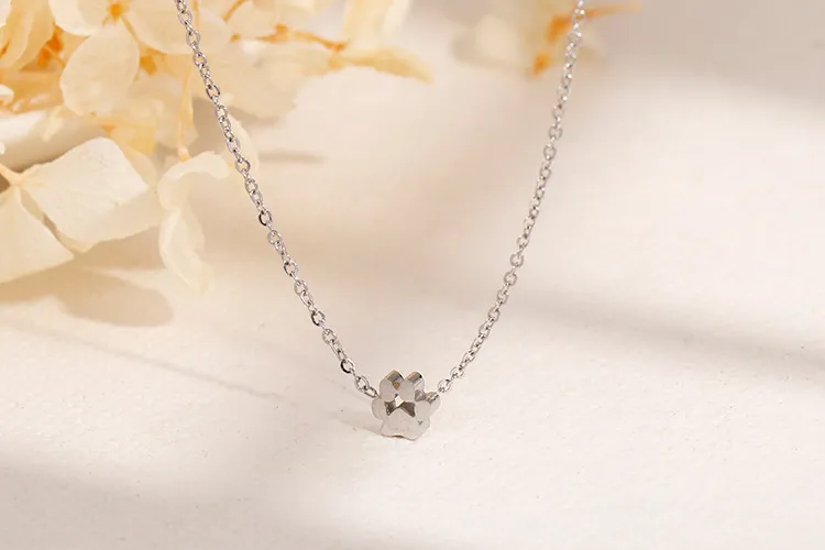 Korean Minimalist Cat Paw Print Necklace Stainless Steel Jewelry Bracelet Ring