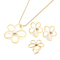Fashion 4-Piece Hollow Flower Pearl Blue Natural Stone Inlay Stainless Steel Jewelry Set