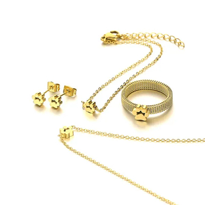 Personalized Cat Paw Stainless Steel Jewelry Set of Four Jewelry Pieces