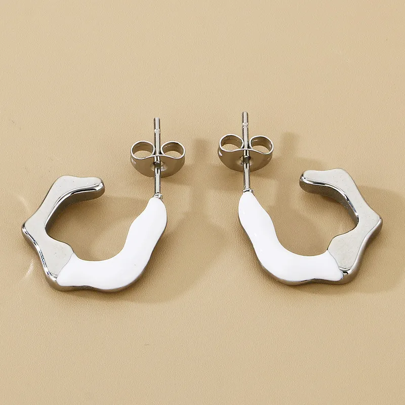 Irregular Dripping Oil Stainless Steel Earrings Fashion Jewelry