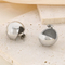 Polished Spherical Semi-Hollow Stud Earrings Hollow Round Stainless Steel Earrings Women