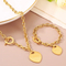Ins Ot Clasp Heart Bracelet O-Chain Letter Peach Heart Stainless Steel Jewelry Set