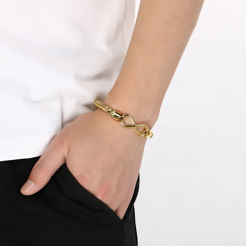 Men's Trendy Stainless Steel Infinite Symbol 8-Shaped Accessory Steel Wire Bangle Jewelry
