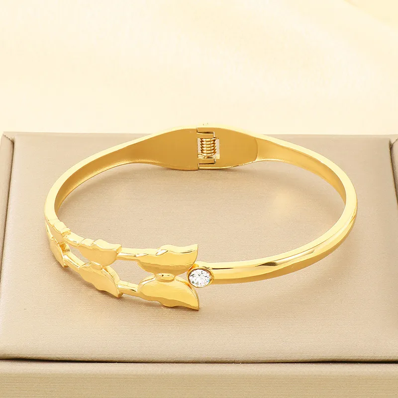 Stainless Steel Bangle with Butterfly Element Jewelry Suitable for Daily Wear