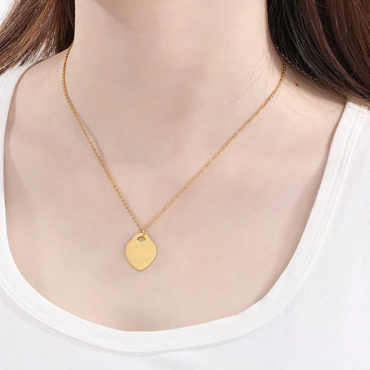 Stylish O-Shaped Chain Necklace Sets with Heart Earrings Jewelry for Women