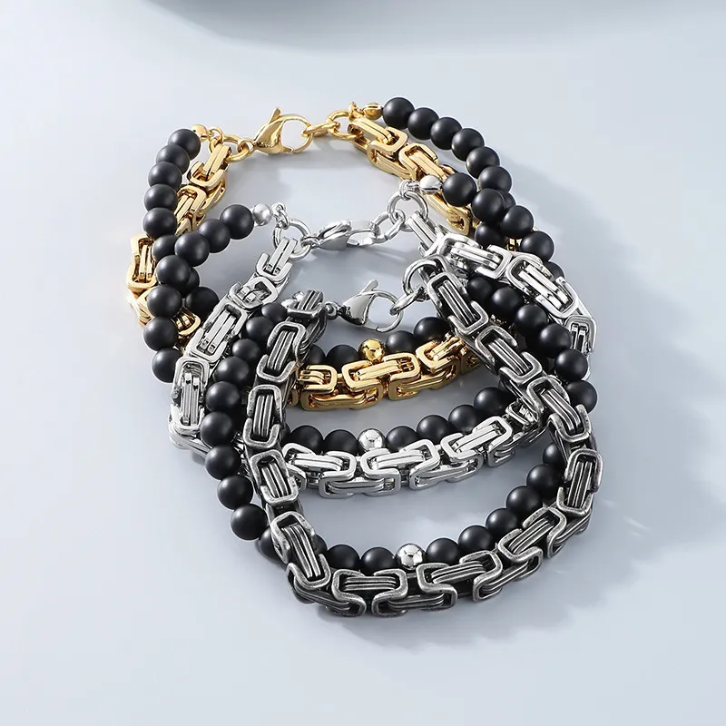 Handmade DIY Double-Layer Bracelet Punk Fashion Stainless Steel Men's Bracelet Accessories