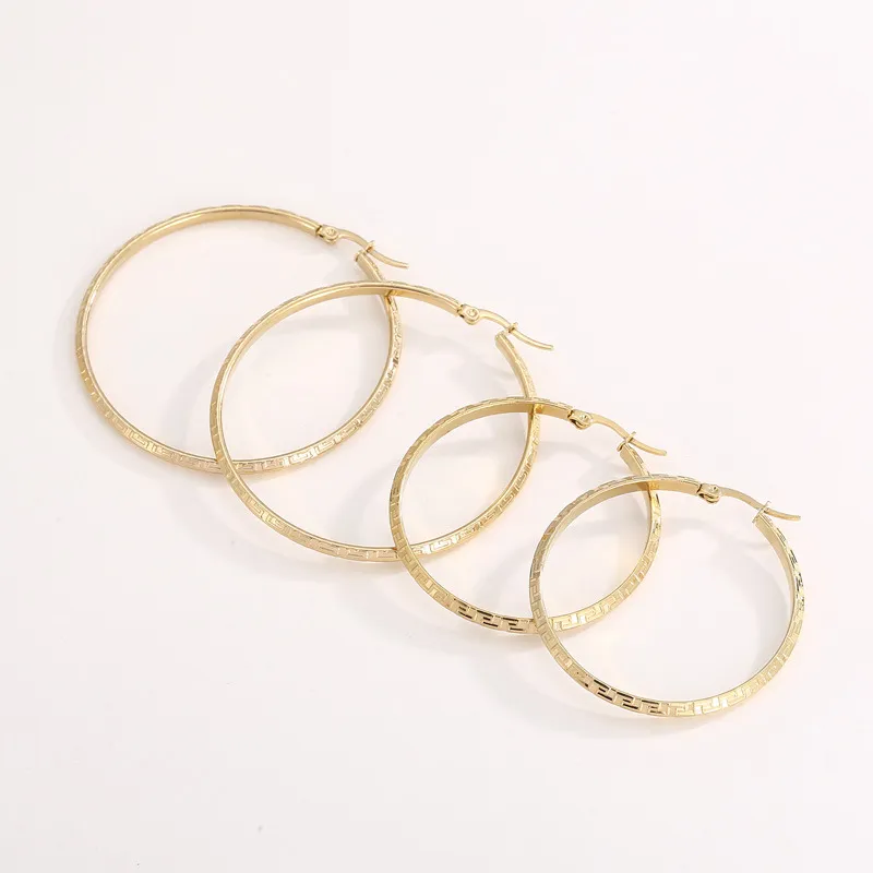 Fashion Stainless Steel Multi Specification Round Girl Temperament Earrings Jewelry Wholesale