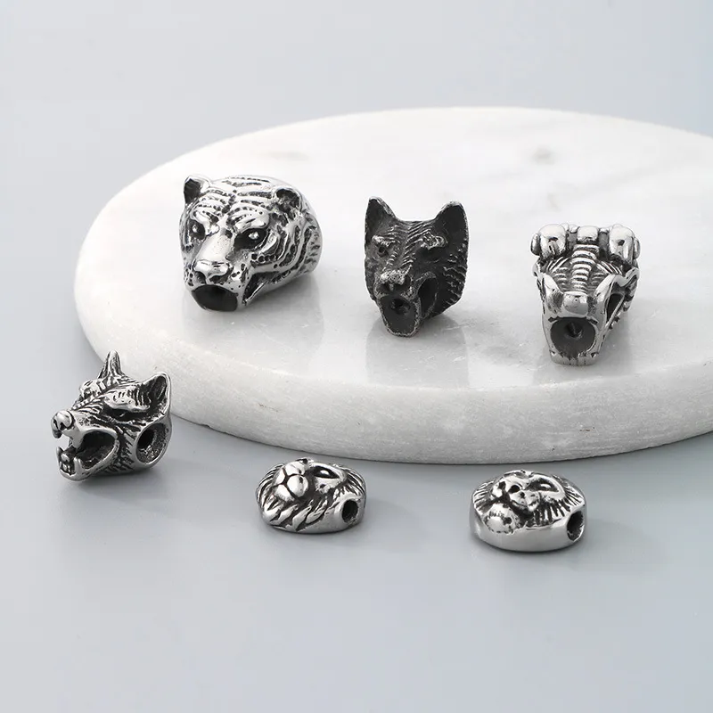 Stainless Steel Jewelry Wolf Lion Dragon Head Charm Bracelets Accessories