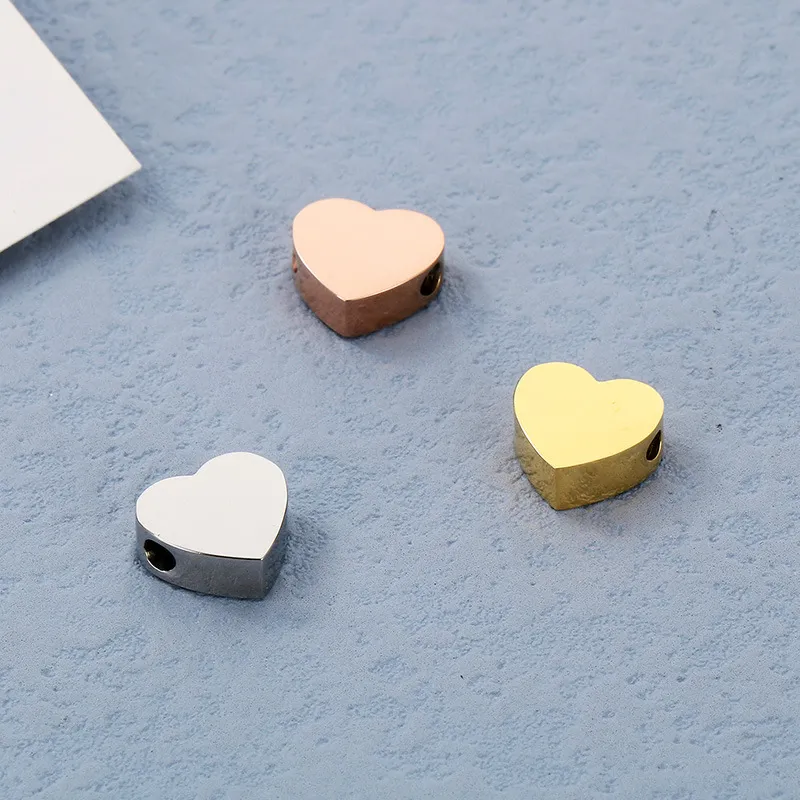 Stainless Steel Heart-Shaped Diamond Studded DIY Jewelry Accessories