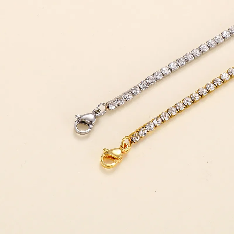 Stainless Steel Trendy Fashion Temperament Personalized Single Circle Zircon Full Diamond Bracelet Necklace for Women