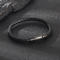 Men's Personalized Leather Rope Weaving Bracelet Stainless Steel Snap Button Trendy Men's Simple Plain Circle Bracelet