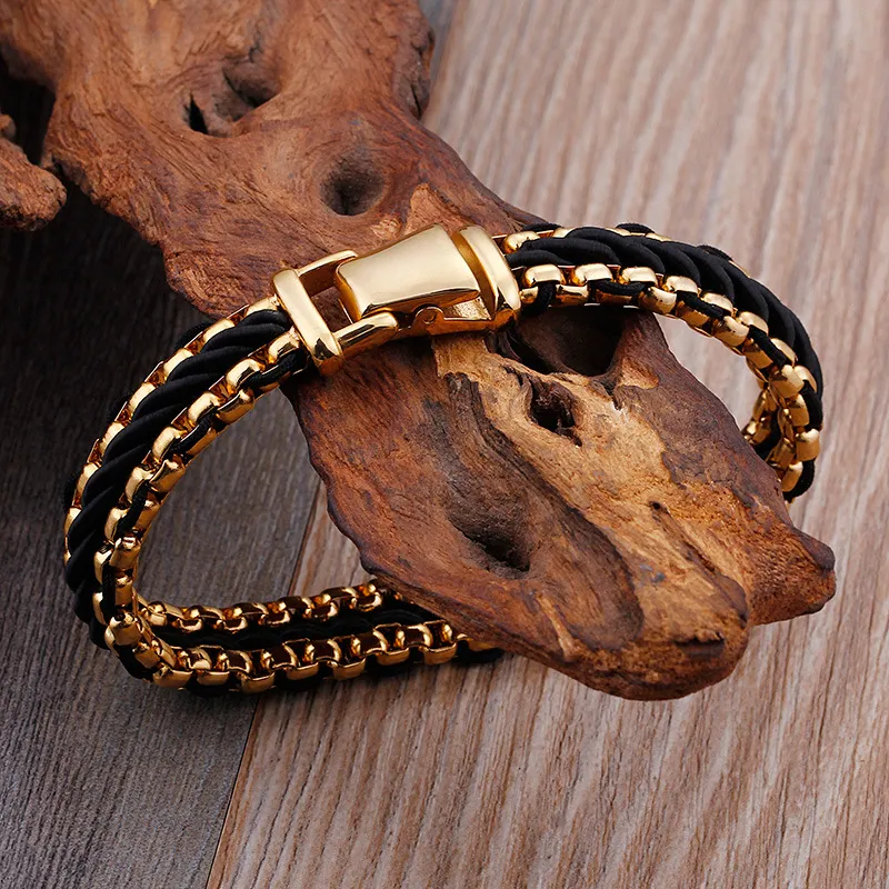 Popular Nylon Rope Weaving Bracelet Fashion Stainless Steel Chain Weaving Men's Stainless Steel Jewelry Wholesale