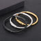 Trendy Men's Stainless Steel Polished Geometric Curved Plate with Engraved Logo Circular Ring Snake Bone Bracelet