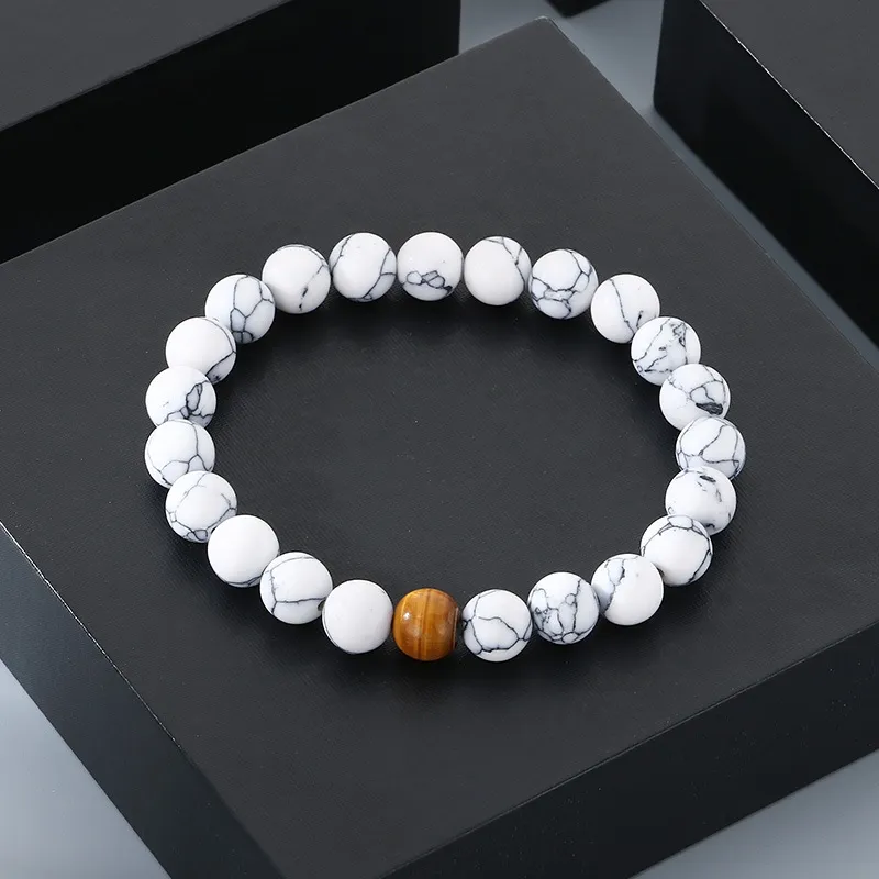 Matte Black Agate Bracelet, Contrasting Color Yellow Tiger's Eye Bracelet, Unisex Jewelry, DIY Original Brand Jewelry