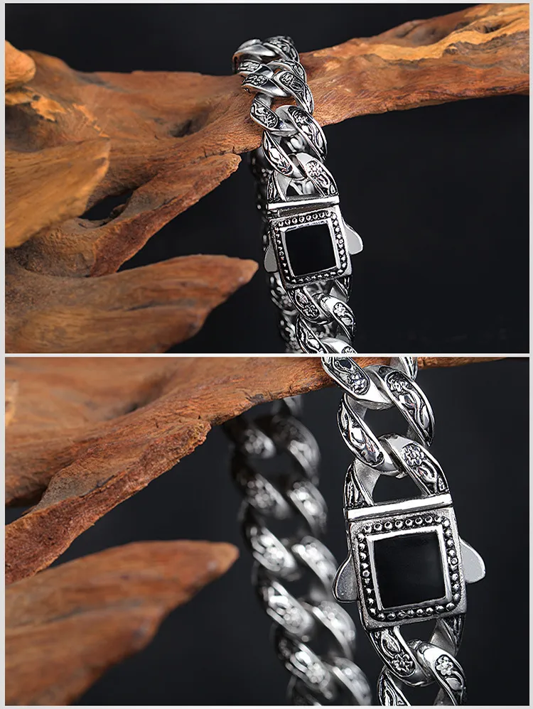 Stainless Steel Jewelry with a Rose Pattern, Vintage Men's Bracelet, Stainless Steel Resin Bracelet Wholesale