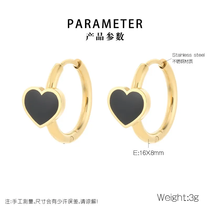 Stainless Steel Jewelry Heart-Shaped Earrings Suitable for Daily Wear