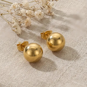 Round Beaded Stainless Steel Stud Earrings Available in Various Sizes and Colors