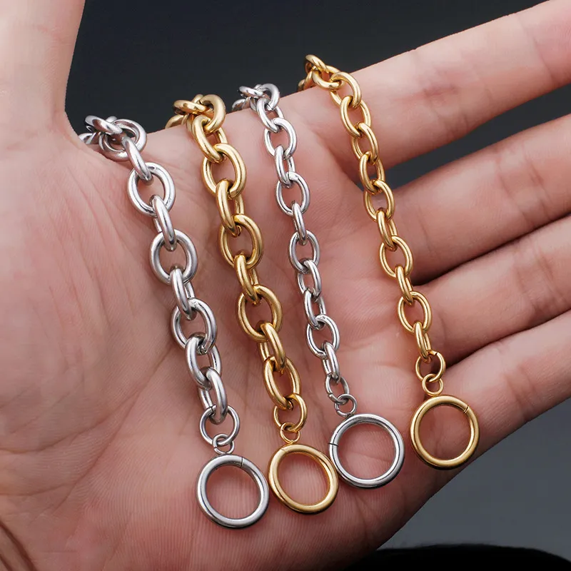 Minimalist Stainless Steel Ot Clasp Chain O-Chain Stainless Steel Bracelet Necklace Jewelry Set