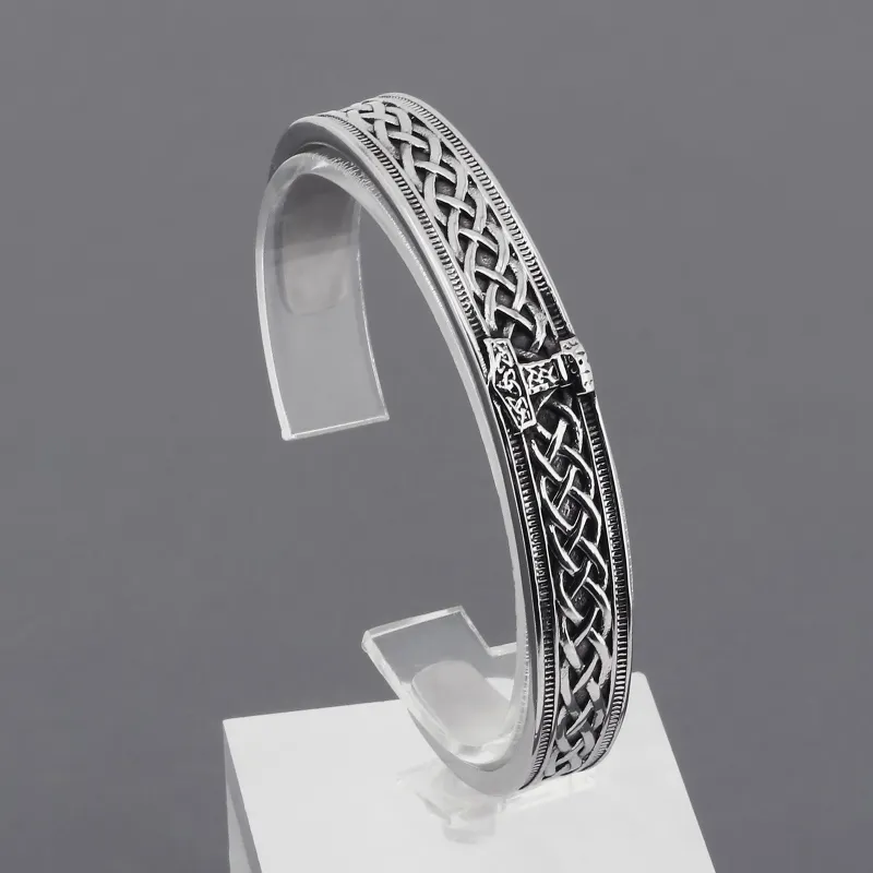 Punk Viking Thor Hammer Triangle Odin Amulet Cuff Wristband Fashion Jewelry Bracelets