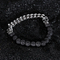 Fashion Punk Stainless Steel Skeleton Buddhist Volcanic Rock Beaded Bracelet