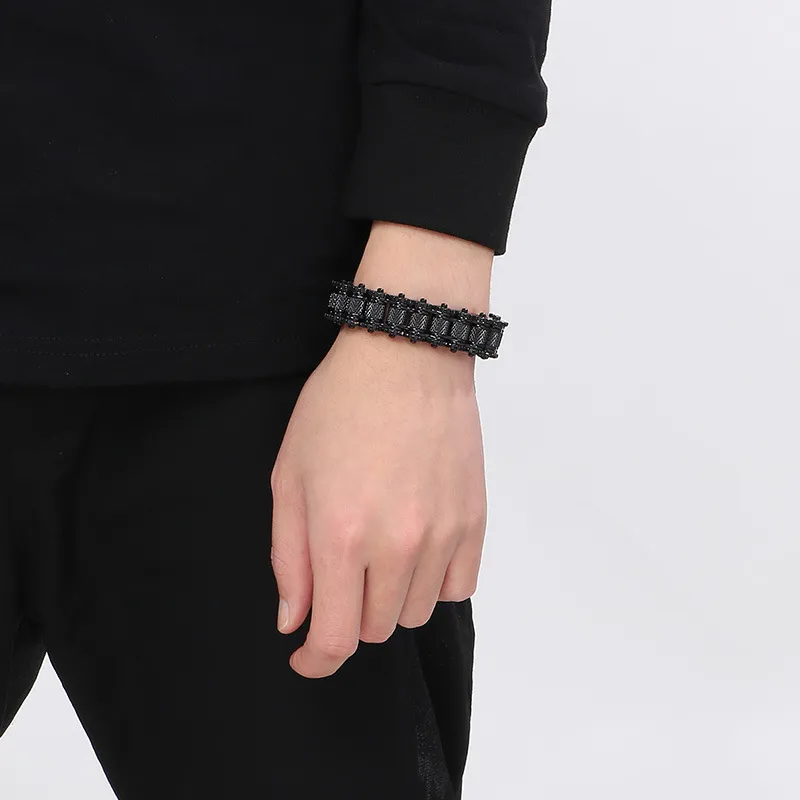 Personalized Trendy European and American Hip Hop Stainless Steel Men's Bicycle Chain Motorcycle Chain Bracelet Jewelry