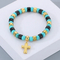 Bohemian Ins Style Colorful Turquoise Men's and Women's Bead Bracelets, Niche Design, Personalized Cross Titanium Steel Bracelet